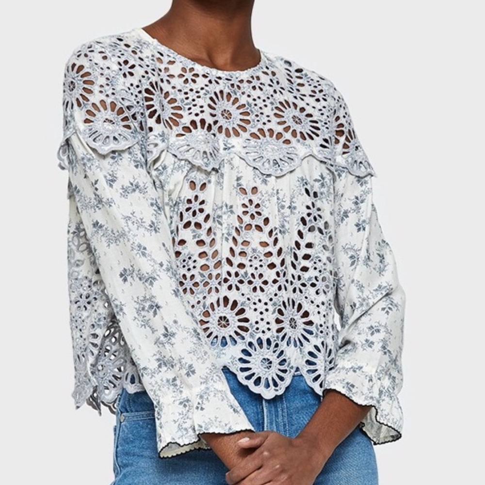 GANNI Emile Lace Top, Size 38